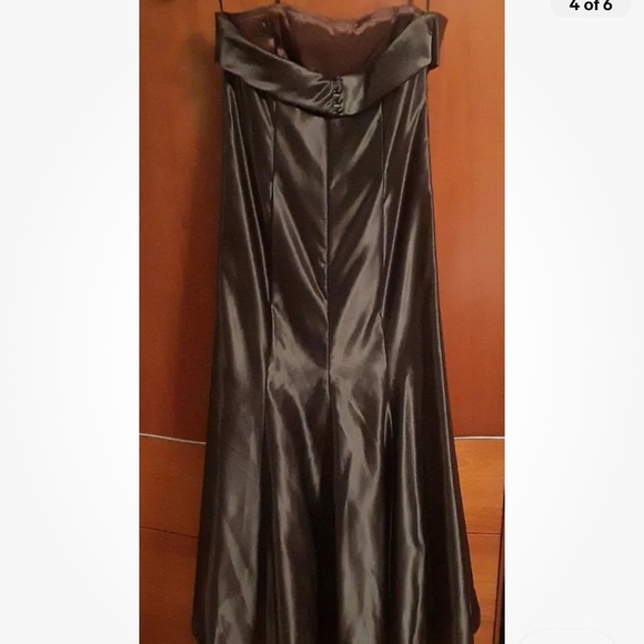 Scott Mcclintock Long Satin Strapless Dress Gown Size 14 - Picture 4 of 6